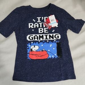 Peanuts Navy T-Shirt with Snoopy Gaming Design
